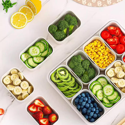 6-Compartment Snackle Snack Bowl with Lid-Microwave & Dishwasher Safe Divided Serving Bowl for Fruit,Veggies & Snacks-Portable Snack Organizer for Picnics,Road Trips & Parties (1 pcs 6 Compartment)