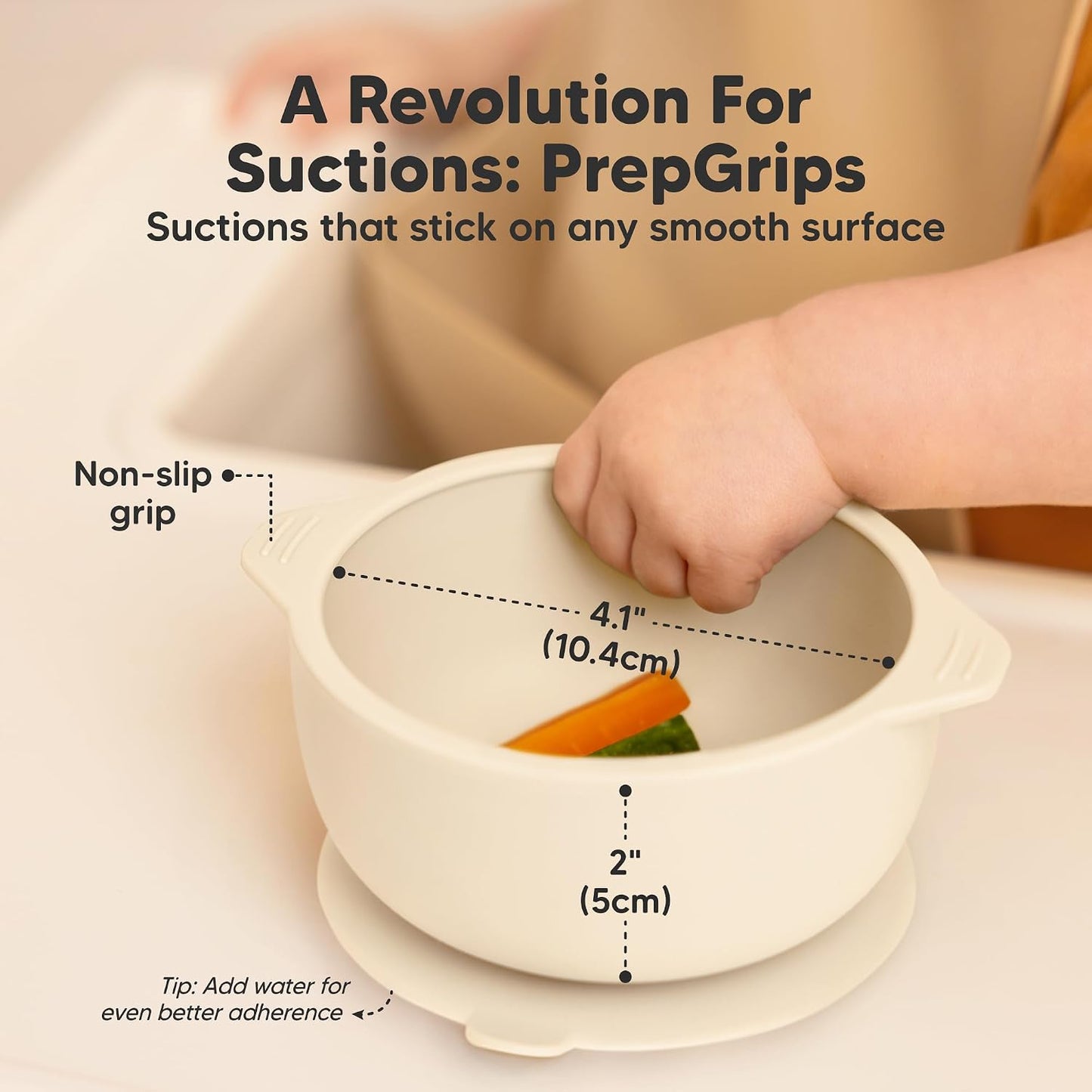 KeaBabies 2-Pack Baby Bowls with Suctions, Lids, Silicone (Terracotta)