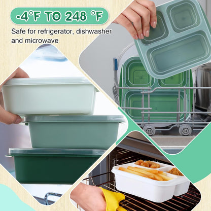 Honeydak 5 Pack Snack Containers 3 Compartment Bento Snack Boxes Divided Meal Prep Containers with Lids Reusable Adults Lunch Food Storage Box for School Work Travel(Elderberry)