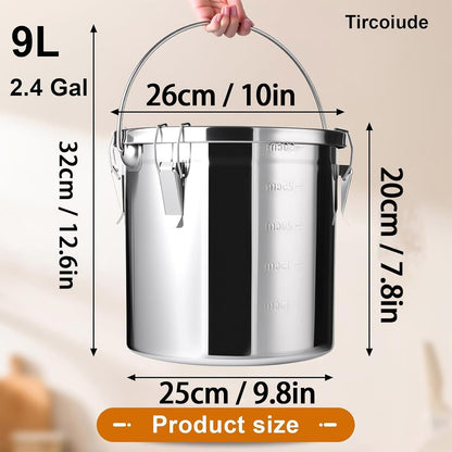 25lb Stainless Steel Containers with Lids, 12L/3.1gal 304 Stainless Steel Storage Containers, Metal Bird Seed Storage Container for Rice Flour Sugar Grain Coffee Bean Kitchen Jar