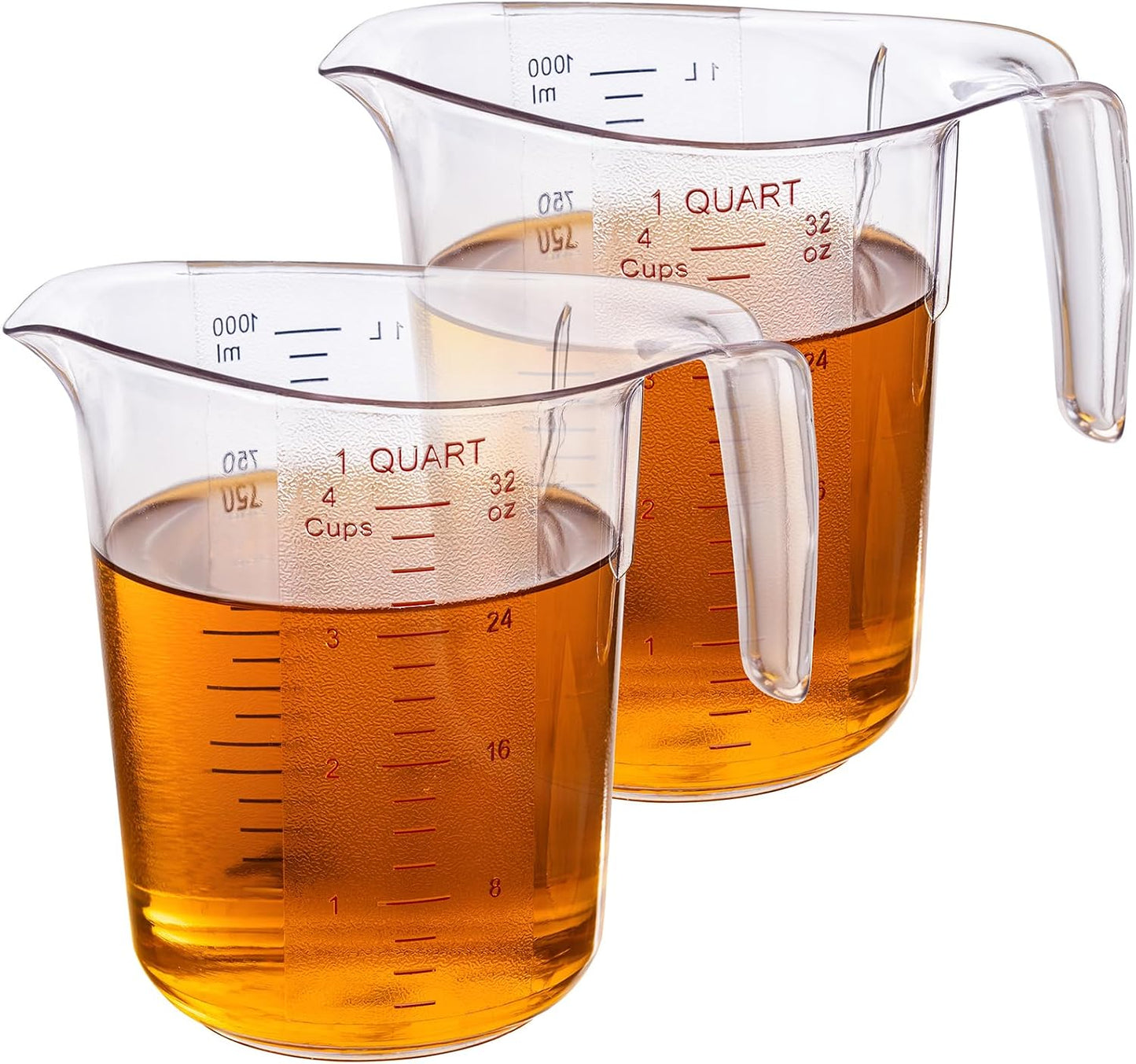 DaYammi Measuring Cups 3-Piece, Unbreakable Food-Grade Plastic Measuring Cup for Dishwasher, 1/2/4-Cup Nesting Liquid Measuring Cups for Prepping, Baking, Cooking, Readable Markings, Clear
