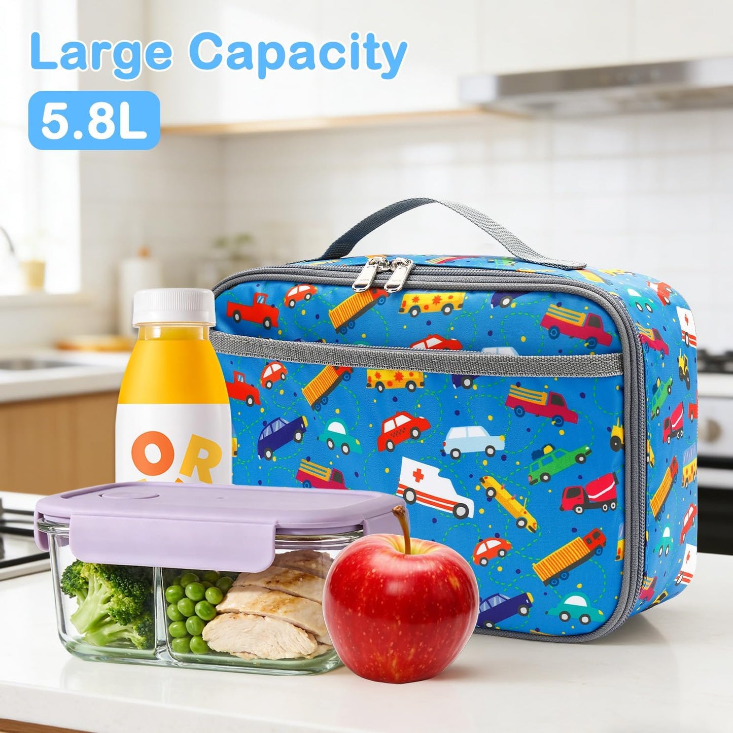 FlowFly Kids Lunch box Insulated Soft Bag Mini Cooler Back to School Thermal Meal Tote Kit for Girls, Boys, Astronaut - Colors A