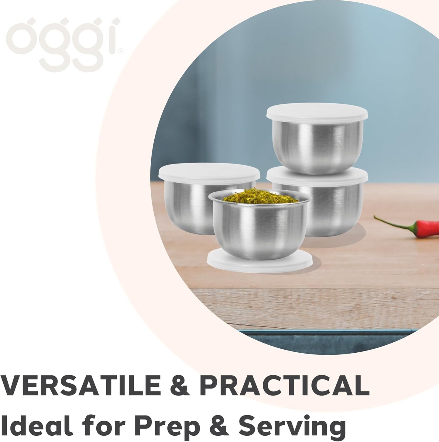 Oggi Set of 6 Colored Pinch Bowls - 4.5" / 11.4cm Diameter, Ideal Salt & Pepper, Dip, Condiments, Mini Bowls, Prep Bowls for Cooking, Mise en Place Bowls, Charcuterie