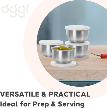 Oggi Set of 6 Colored Pinch Bowls - 4.5" / 11.4cm Diameter, Ideal Salt & Pepper, Dip, Condiments, Mini Bowls, Prep Bowls for Cooking, Mise en Place Bowls, Charcuterie