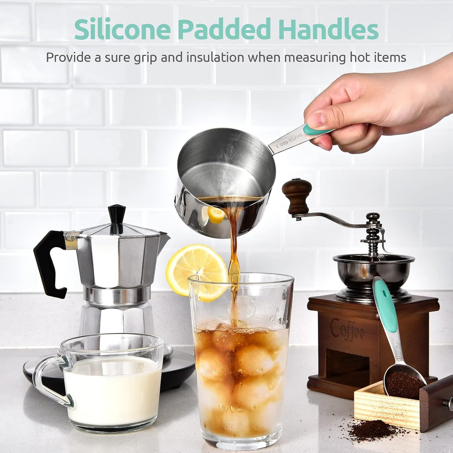 U-Taste 12 Piece Measuring Cups and Spoons Set in 18/8 Stainless Steel : 7 Measuring Cups & 5 Measuring Spoons
