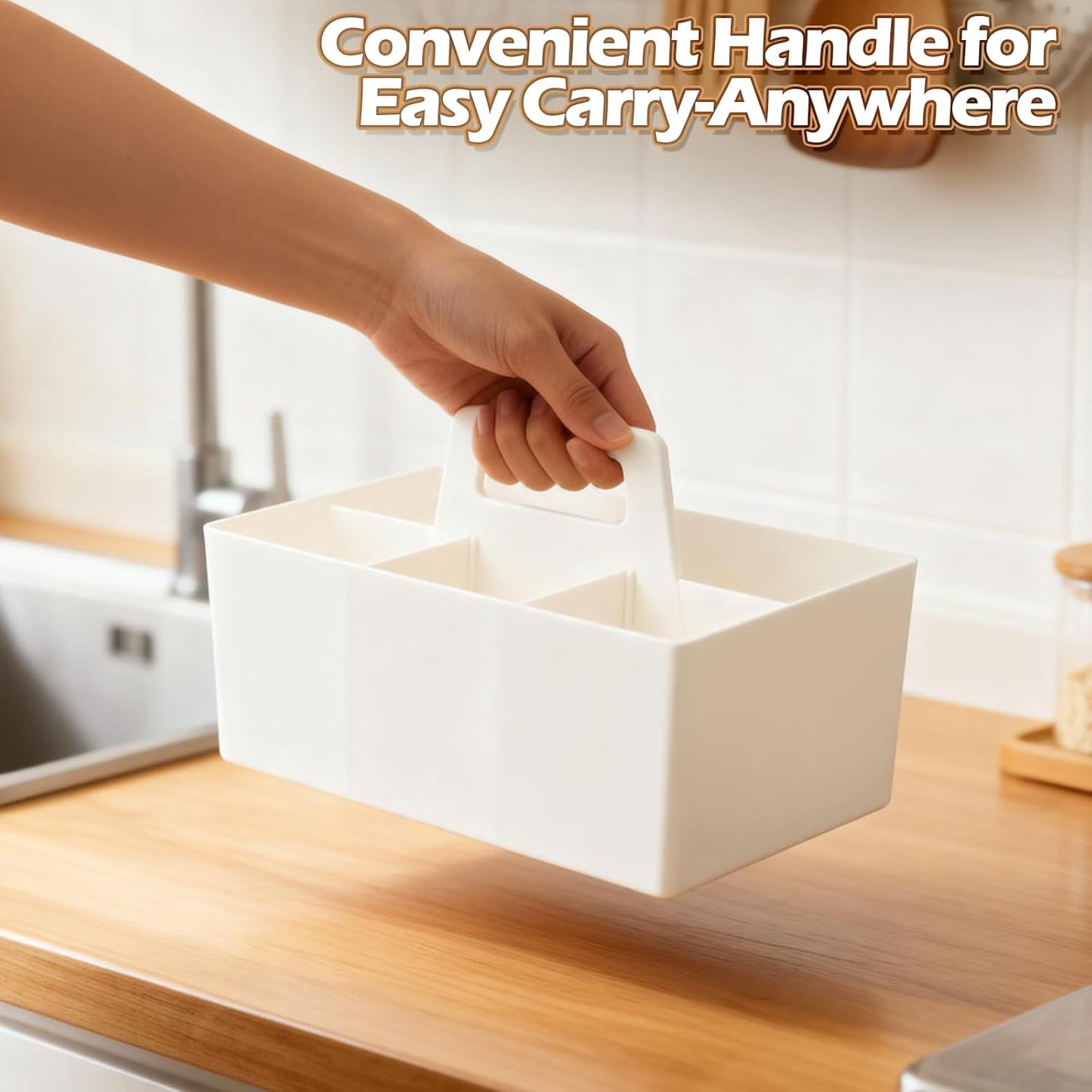 Silverware Caddy with Handle, Utensil Holder Organizer for Kitchen, Office, Bathroom