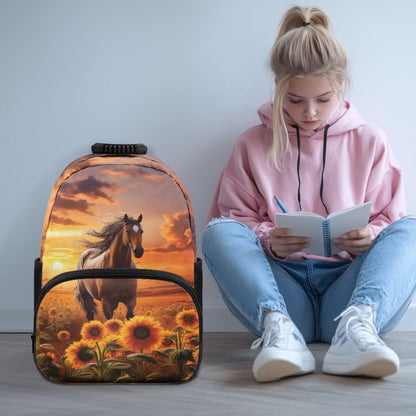 Highland Cow Backpack with Lunch Box Set for Kids Sunflower School Backpack for Girls Boys Back to School Bag Student Travel Backpacks Reusable Utensils Pen Case Water Bottle Bag 5PCS