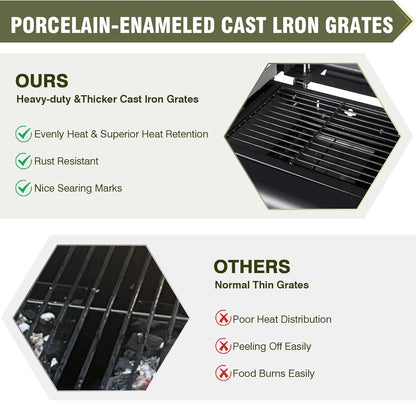 Bestfire Dual Fuel Propane Gas Charcoal Grill Combo Black Dual Lids, Flat Top Grill With 2 Side Shelves for BBQ, Outdoor and Backyard Cooking