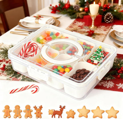 Snackle Box Taco Bar Serving Set for a Party - Divided Lazy Susan Serving Tray - Taco Tuesday Kit - Chip and Dip Serving Set for Party - Carry-on Appetizer Serving Tray (11.4")
