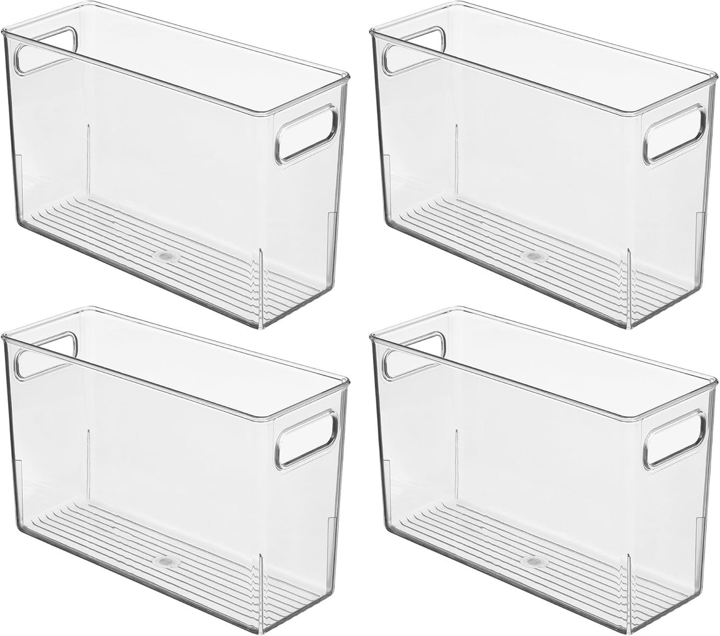 iDesign Tall Plastic Storage Bin with Handles, Set of 2, Clear | For Fridge or Freezer, Made in USA
