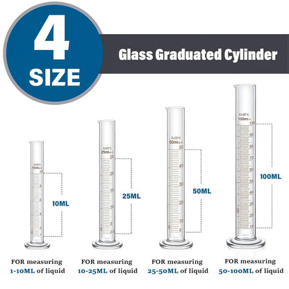 Frienda 50/100/250/500/1000ml Glass Beaker Set, 3.3 Borosilicate Low Form Griffin Lab Glassware Include Graduated Cylinder, Beaker, Dropper, Stirring Rod, Measuring Cups for Lab Chemistry (20 Pcs)