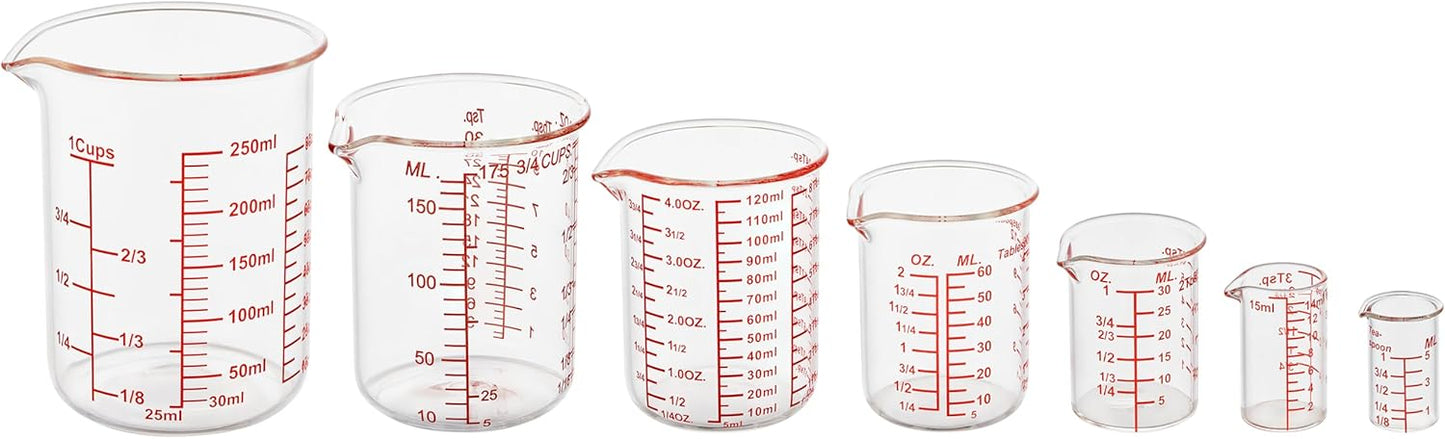 3 Piece Glass Measuring Cup Set, Includes 1/2-Cup, 1-Cup, and 2-Cup High Borosilicate Glasss Liquid Measuring Cups, Dishwasher, Freezer, Microwave, and Preheated Oven Safe, Essential Kitchen Tools