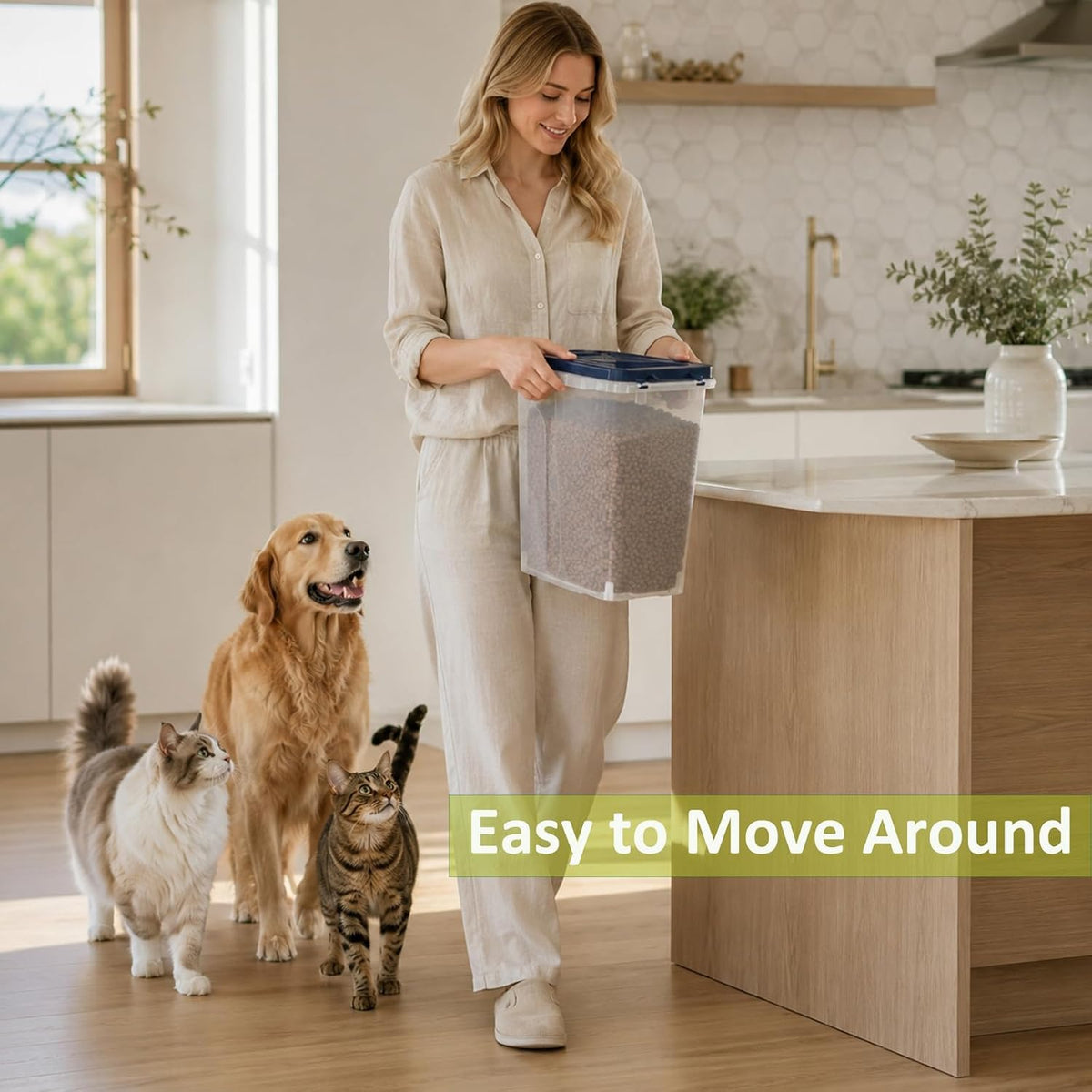 2 Lbs Small Cat Dog Food Storage Container for Bird Seed, Pet Food, 2 Pack | 2QT Versatile Dry Food Bin Portable Dispenser with Wide-Mouth Pour Spout for Rice, Flour, Cereal, Storage and Organization