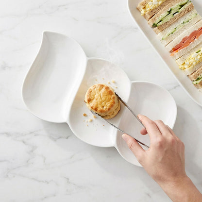 Chip and Dip Serving Set Porcelain Tray Deep Divided Bowl,Set of 2 Divided Platters/Divided Bowls,Lunch&buffet tableware,for Dishwashers,microwaves,ovens safety 13.9 Inch