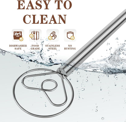 TEEVEA Danish Dough Whisk, Stainless Steel for Sourdough Bread