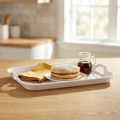 YOUEON 3 Pack White Large Melamine Serving Tray with Handles, 17"x 12" Rectangular Serving Platter Set, Food Serving Trays for Party, Entertaining, Appetizer, Buffet