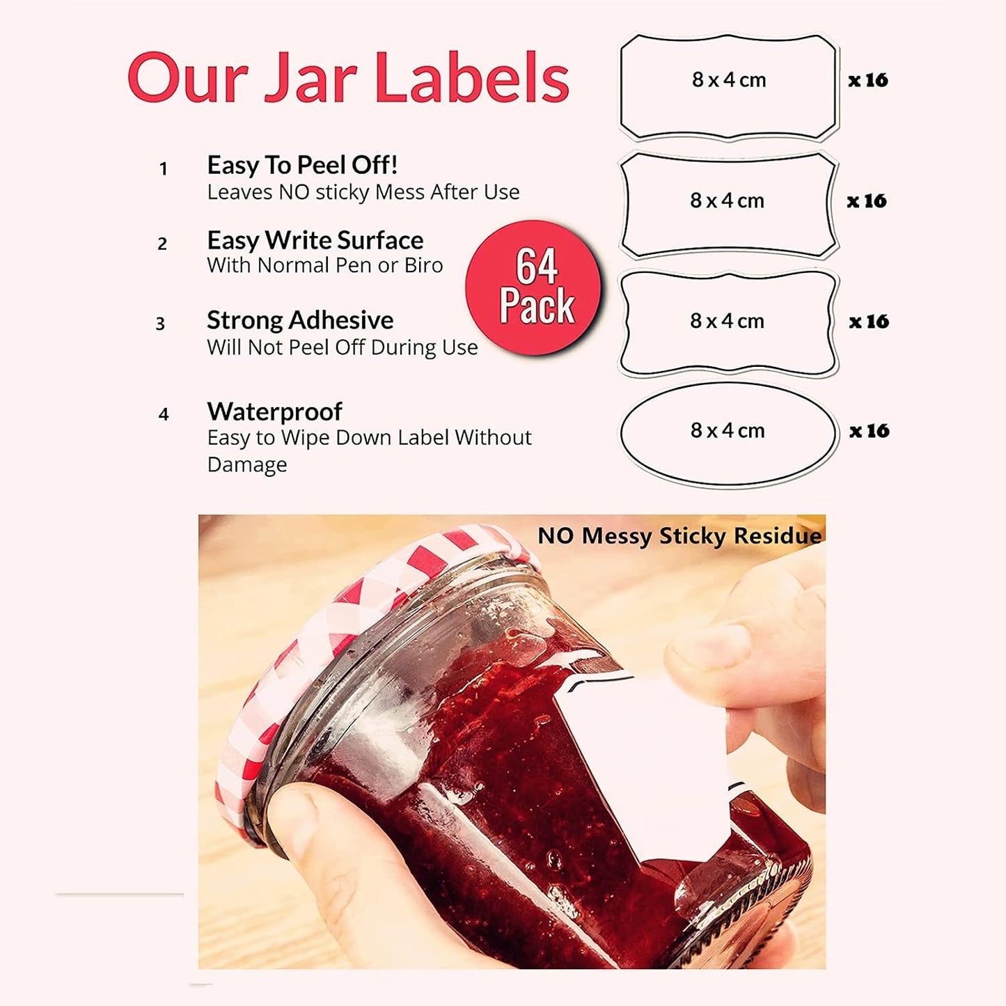 Hybsk Removable Freezer Food Labels for Jars Easy Peel Off - Frozen Food Storage Labels that Leave No Sticky Residue After Use (Type 2)