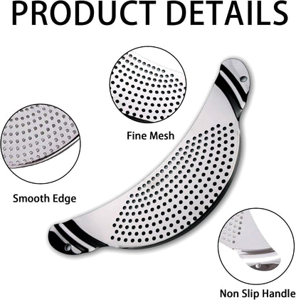 Pot Strainer Stainless Steel 2 Pack, Pasta Strainer, Metal Food Strainer for Noodles Fruit Veggies, Suitable for Pots or Containers Up to 10 Inches