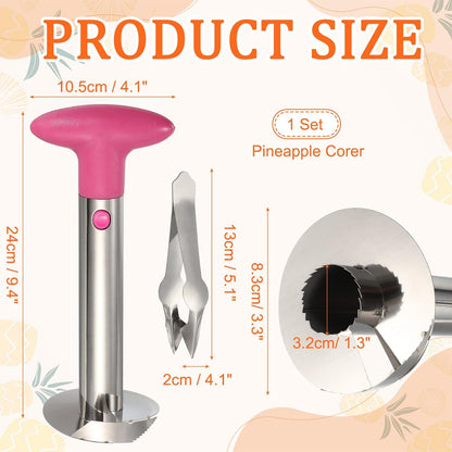 uxcell Pineapple Corer and Slicer Set 9.4x4.1" Stainless Steel Light Purple