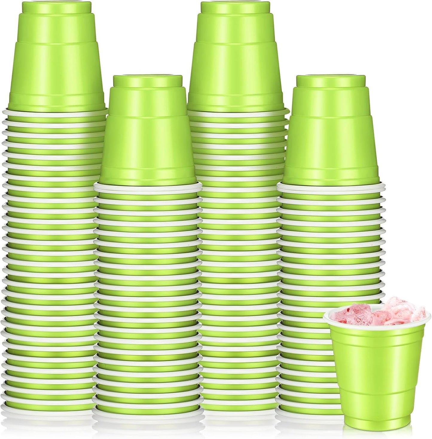 Roshtia 100 Pack 2 oz Plastic Shot Cups, Mini Disposable Shot Glasses 2 oz Wedding Party Cups for Bridal Shower Wedding Party, Beer Taste Serving, Snacks(Black, Gold)