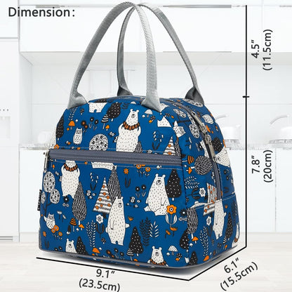 FlowFly Insulated Lunch Cooler Bag - Tote Bag Organizer for Women/Men, Black - Colors B