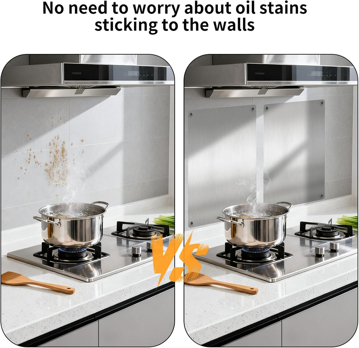 Stainless Steel Stove Backsplash, Kitchen Splatter Shield Silver 12"x16"