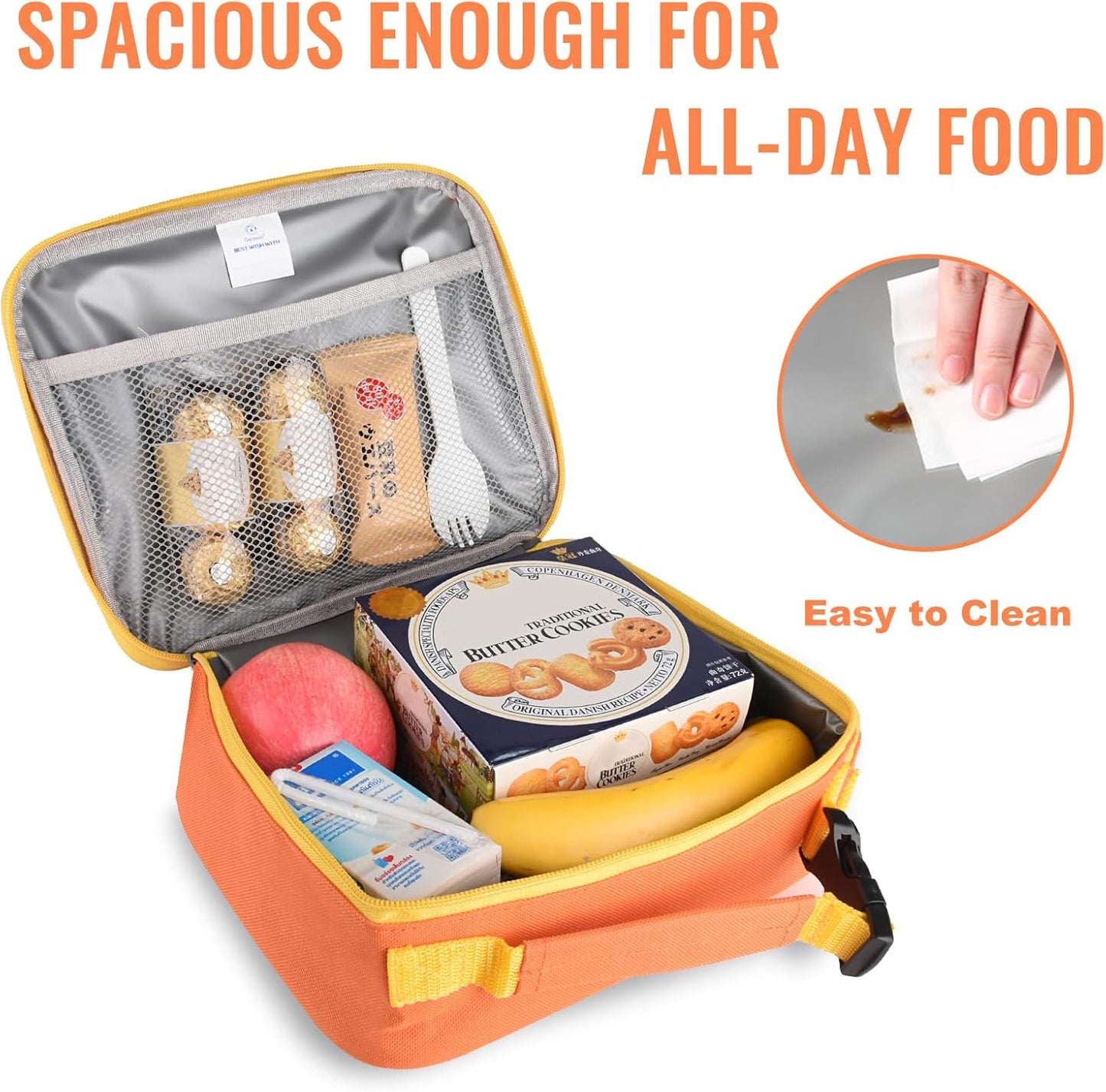 Genteen Lunch Box Kids, Insulated Lunch Bag Kids Boys Girls Back to School, Soft Lunch Box for Men Reusable Lunchbox for Office,Outdoor,School (Black)