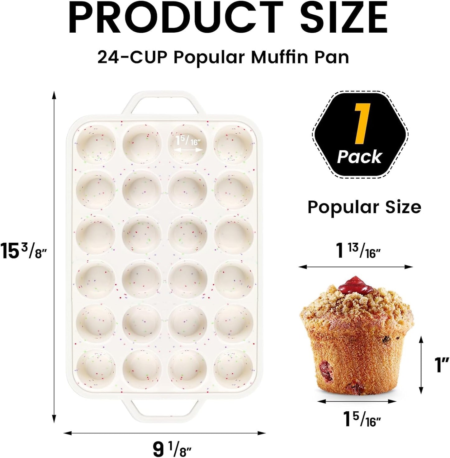 Vinino 2Pack Silicone Muffin Pan for Baking with Metal Reinforced Frame, 12 Cup Regular Size Cupcake Pan, BPA Free Silicone Muffin Tray, Cupcake Baking Pan Bite Molds for Oven Dishwasher Safe