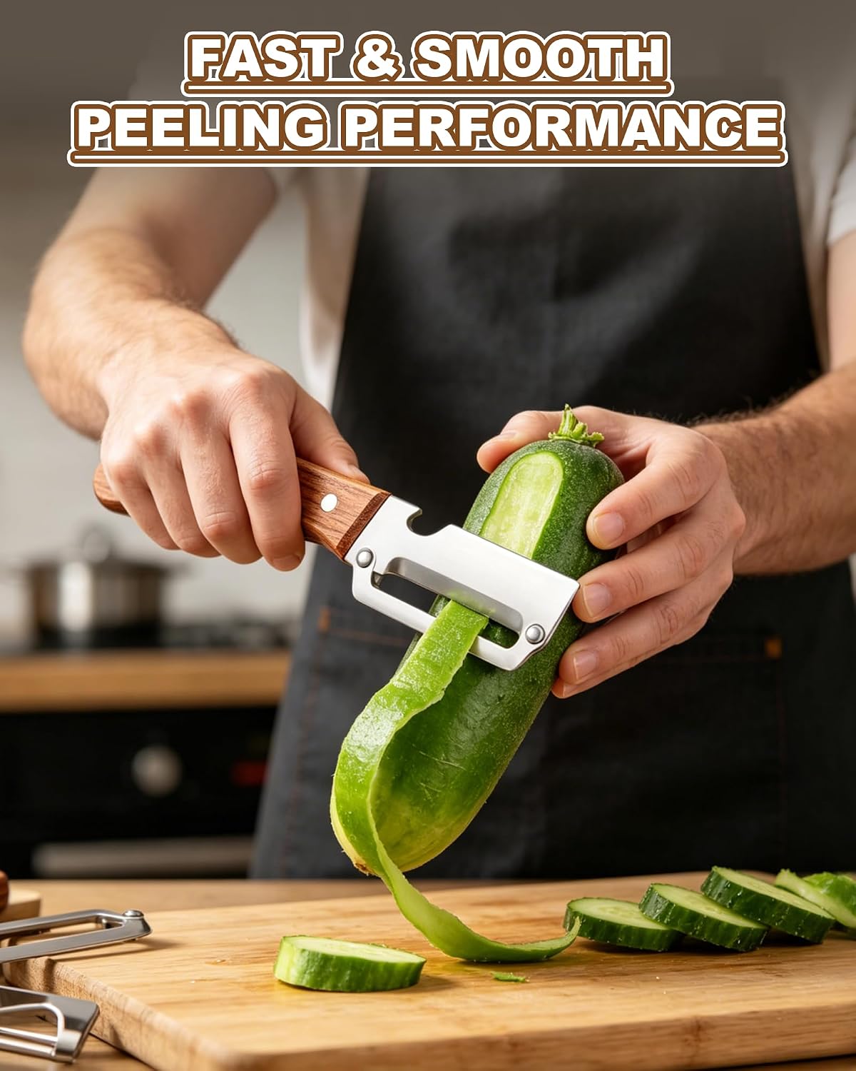 Vegetable Peeler with Wooden Handle and Bottle Opener,2026 Upgrade Multifunctional Stainless Steel Peeler,Vegetable Peeler for Kitchen,Suitable for Vegetables or Fruits that Need to Be Peeled(2PCS)
