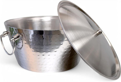 Insulated Stainless Steel Large Ice Bucket with Lid for Parties, Anchored Metal Ice & Beverage , Champagne Bucket for Extended Chill - 12-Quarts