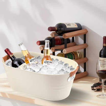 3 Pack 15.3" x 9" x 6" Yellow Metal Galvanized Tub with Handles, 3 Gallon Large Beverage Tubs for Parties, Beer, Wine, and Cocktails, Rust-Proof and Durable Ice Buckets