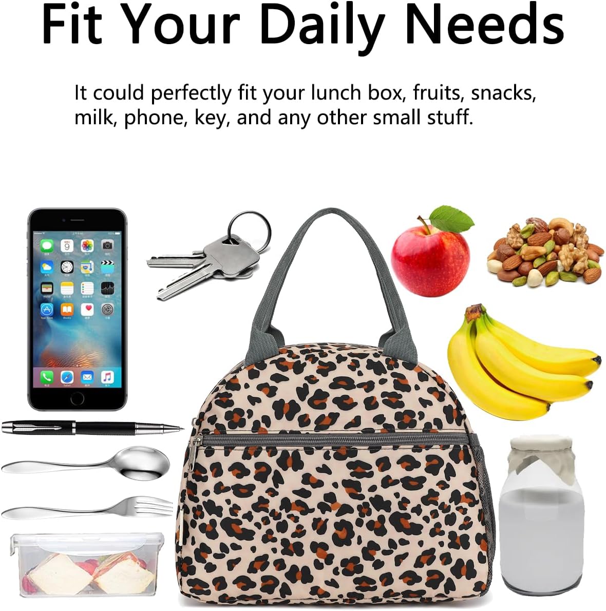 GYEUKHAM Lunch Bag Women, Lunch Box for Adult Men Kids Girls, Small Cute Lunchbox Tote Large Capacity Insulated Lunch Container Cooler for Work School Picnic Travel, Black White Stripes