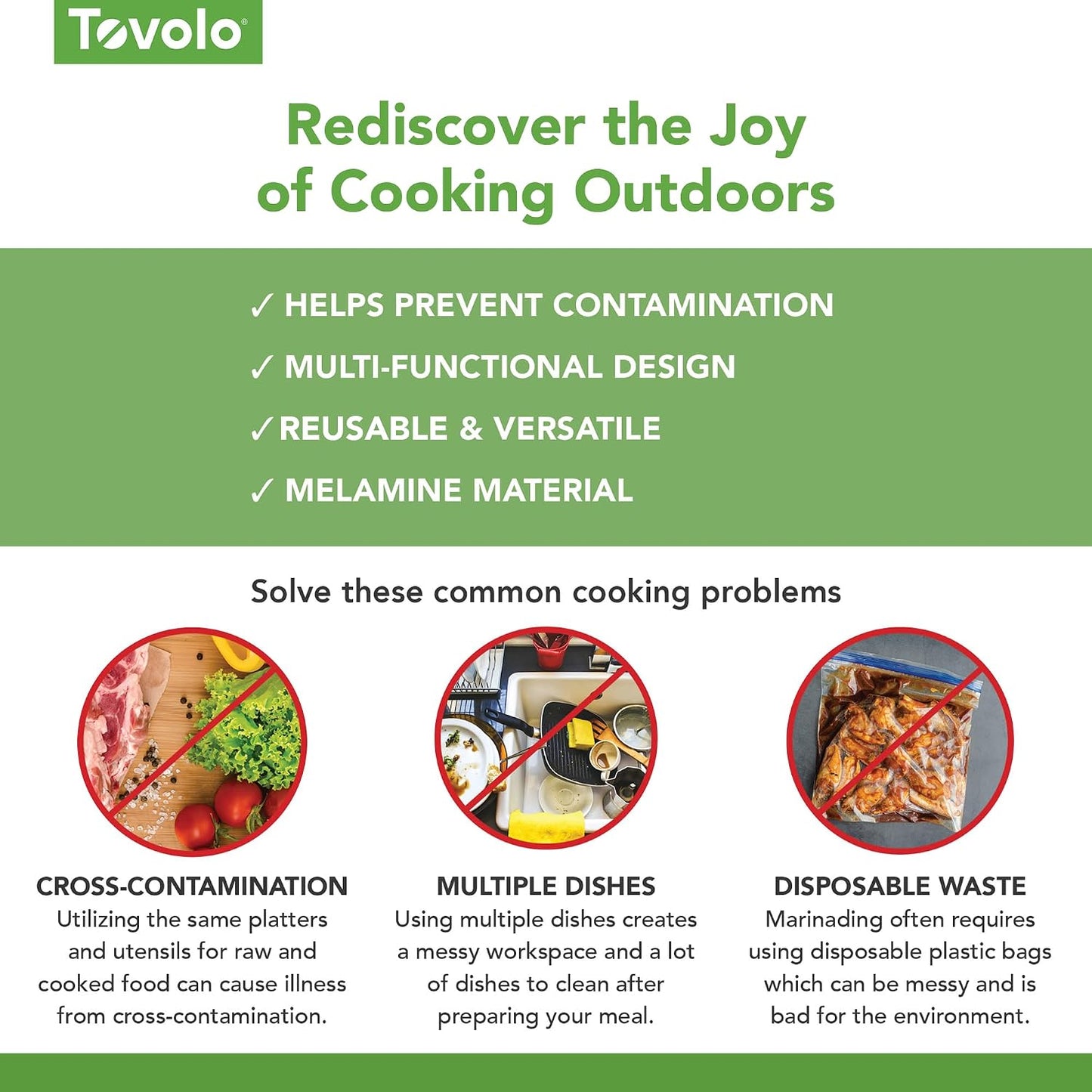 Tovolo Meat Marinating Container with Lid 2 Piece Small BBQ Prep Tub for Grilling Steak Veggies Burgers, Dishwasher Safe BBQ Marinade Container with Cover for Thawing Prepping or Serving 10.5 Inches