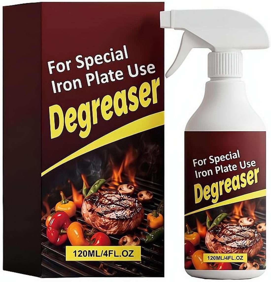 Grill Degreaser Spray 120ml – Heavy Duty BBQ Cleaner with Foaming Action, Fast-Acting for Stubborn Grease & Burnt Food on Grates, Stainless Steel, Oven
