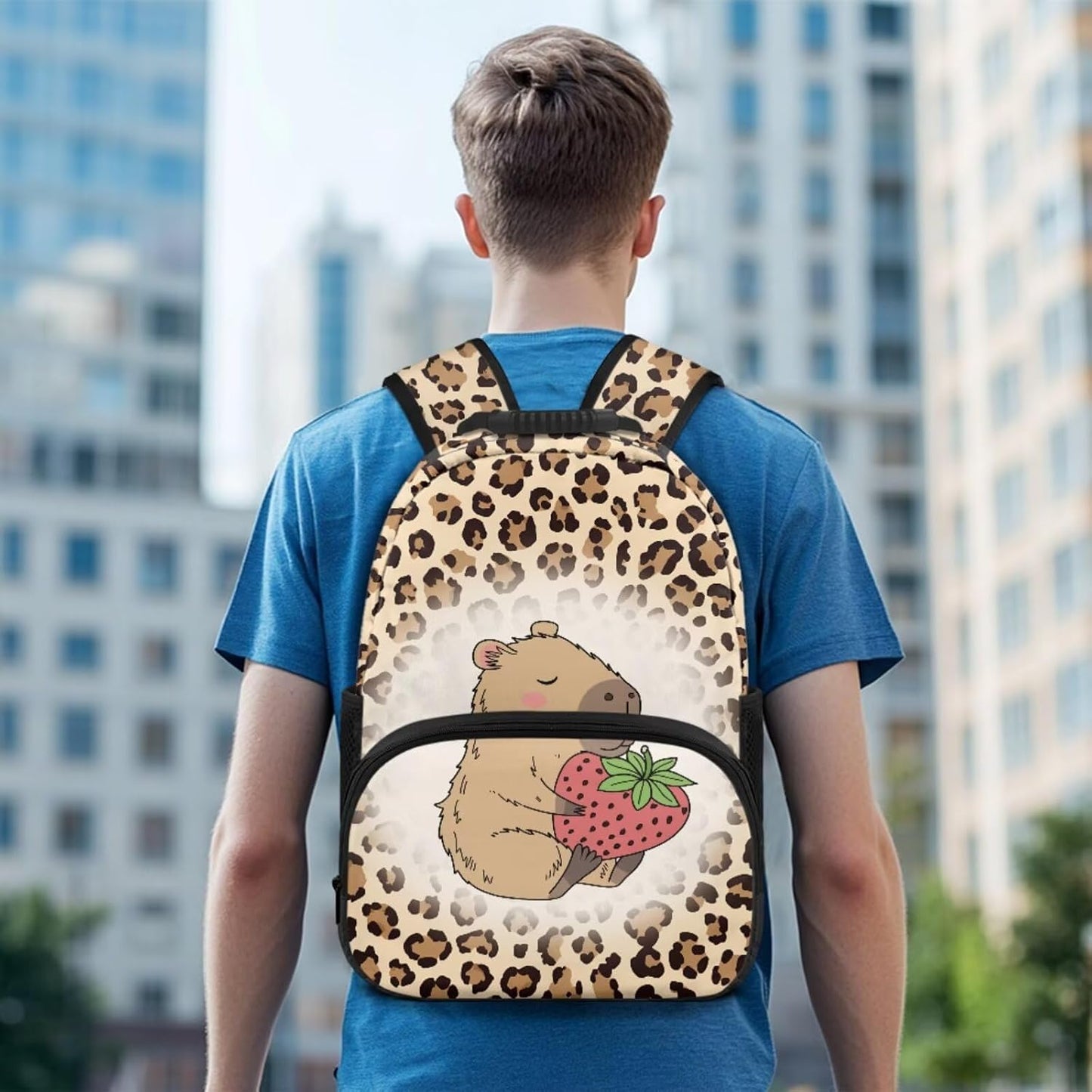 Highland Cow Backpack with Lunch Box Set for Kids Sunflower School Backpack for Girls Boys Back to School Bag Student Travel Backpacks Reusable Utensils Pen Case Water Bottle Bag 5PCS