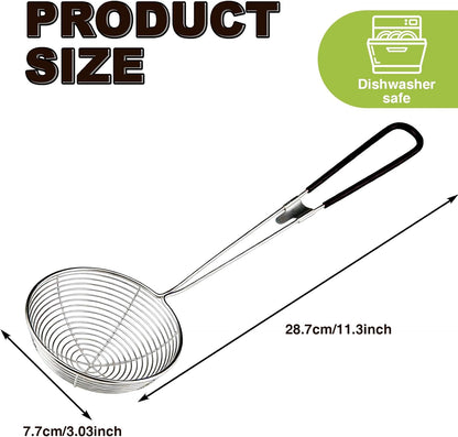 6 Pieces Stainless Steel Spider Strainer Skimmer, 4 Inch Hot Pot Kit Strainer Scoops with Long Handle, Asian Skimmer Spoon Ladle for Boba Pearls, Pasta, Meatball, Cooking & Frying Food