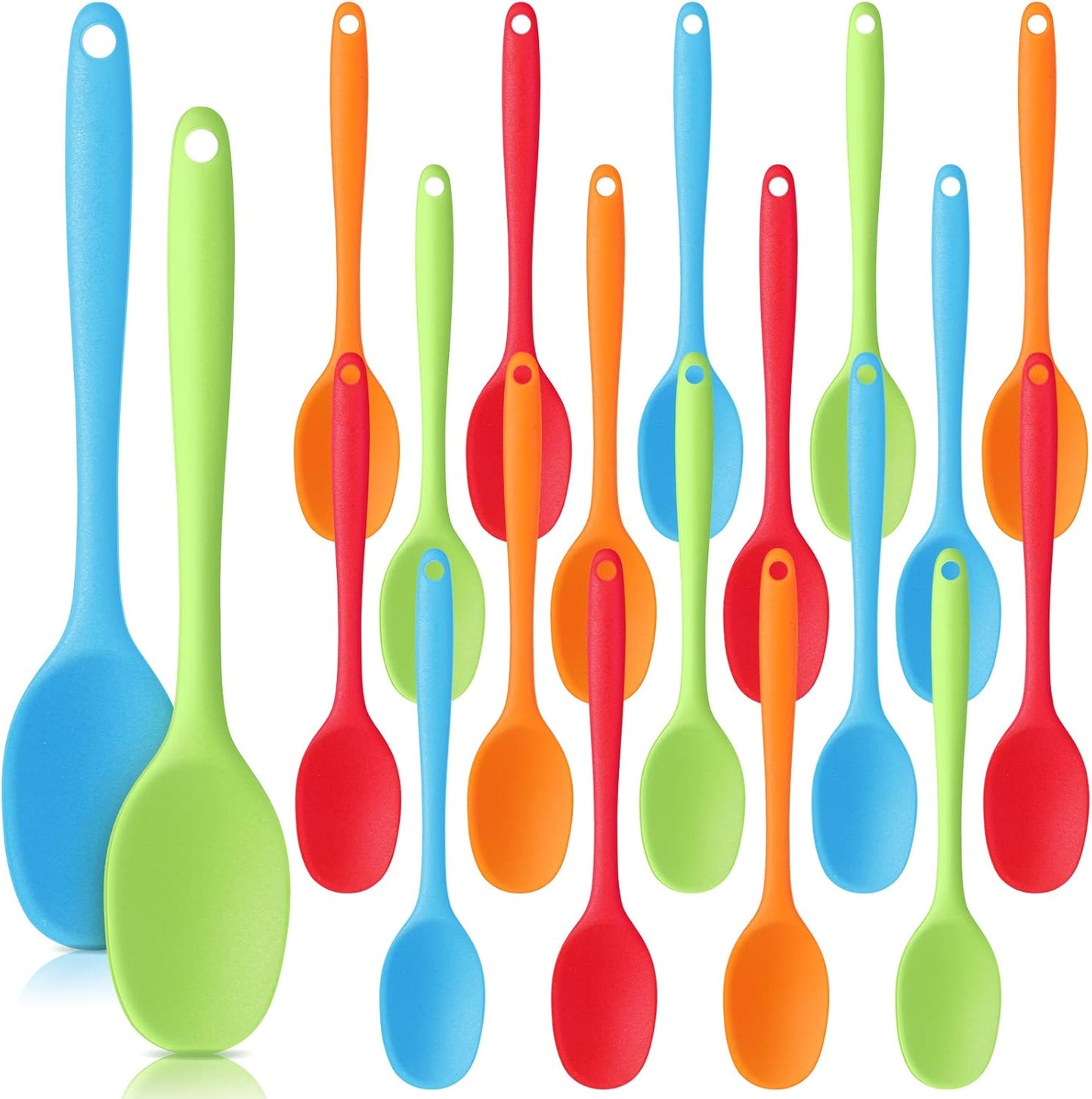 Rtteri 20 Pieces Silicone Serving Spoons Set Nonstick Heat Resistant Small Cooking Baking Spoons for Mixing, Baking, Stirring, Turning, Scraping Kitchen