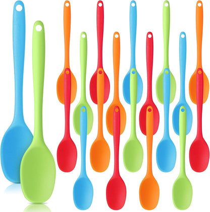 Rtteri 20 Pieces Silicone Serving Spoons Set Nonstick Heat Resistant Small Cooking Baking Spoons for Mixing, Baking, Stirring, Turning, Scraping Kitchen