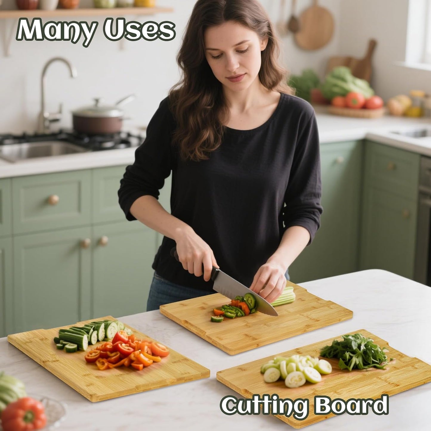 Charcuterie Boards Gift Set | Bamboo Cheese Board with Tongs and Spoons