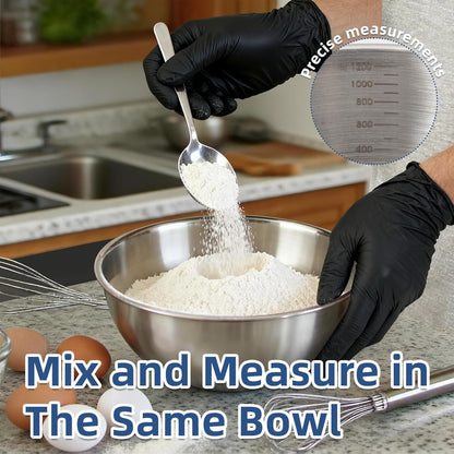 3-Piece Stainless Steel Mixing Bowls (7.1") Metal Bowl Set with Measurement Marks, Dishwasher Safe & Stackable - Perfect for Baking, Salad Making, Meal Prep and Kitchen Use