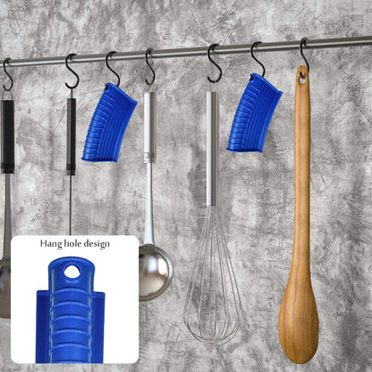 Silicone Assist Handle Holder, Hot Skillet Handle Covers Pot Grip Handle Sleeve Cast Iron Skillets Non-Slip Heat Resistant Pan Grip Cover for Cast Iron Woks Frying Pans Griddles Skillets (Blue)