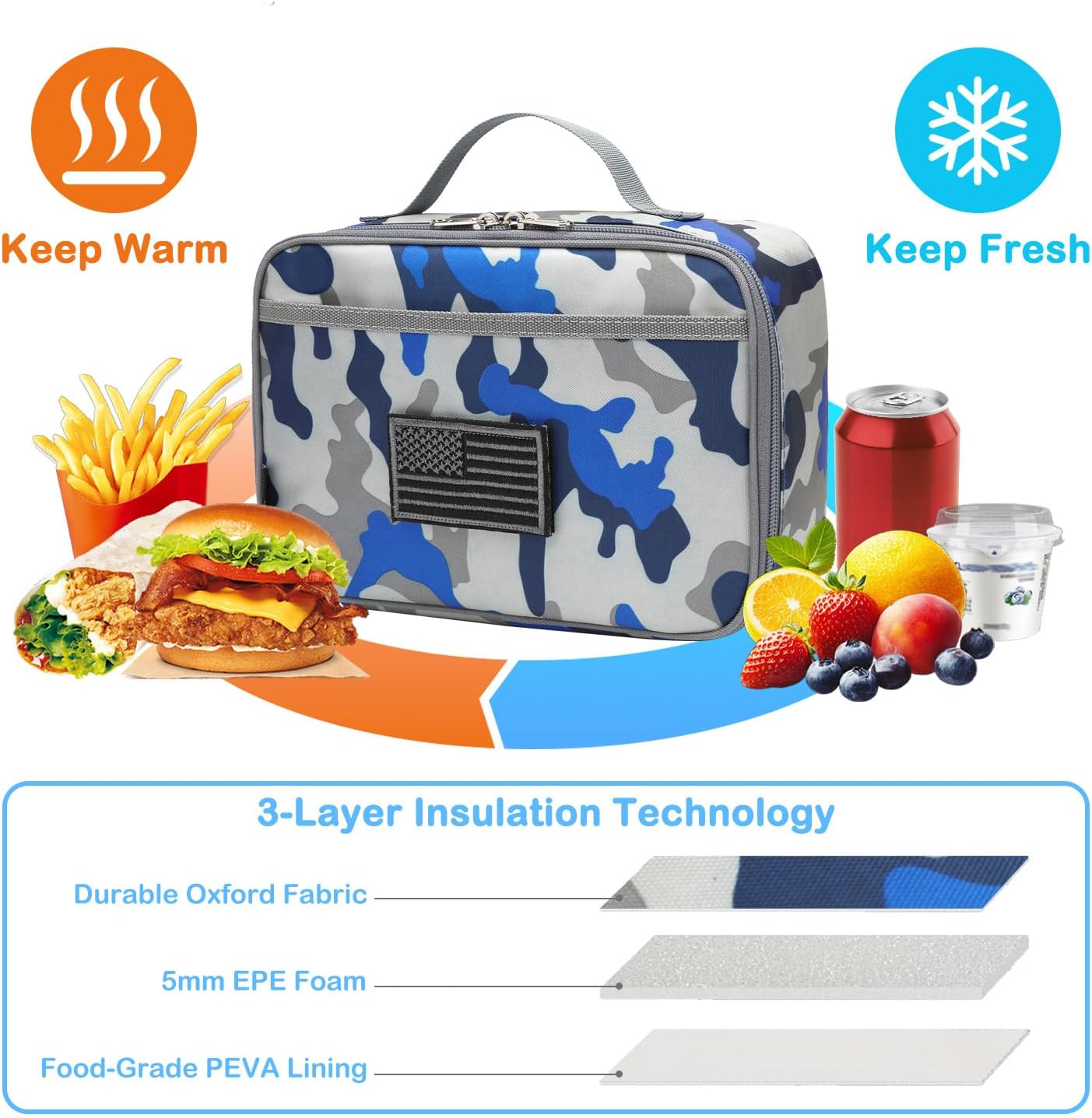 FlowFly Kids Lunch box Insulated Soft Bag Mini Cooler Back to School Thermal Meal Tote Kit for Girls, Boys, Astronaut - Colors A
