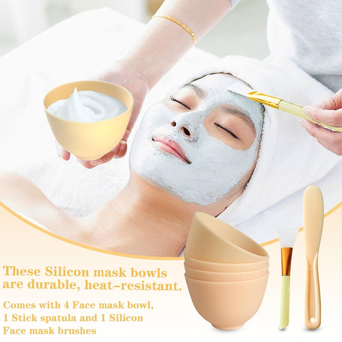 6Pcs Silicone Mixing Bowls, Silicone Bowls for Facials, DIY Face Mask Mixing Bowl for Home Salon Spa Face Skin Applicator Bowl, Black