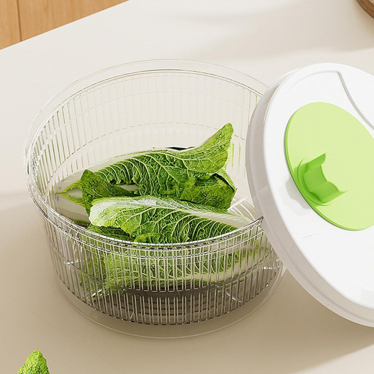 Salad Spinner - Manual Crank Lettuce Dryer & Fruit Washing Colander