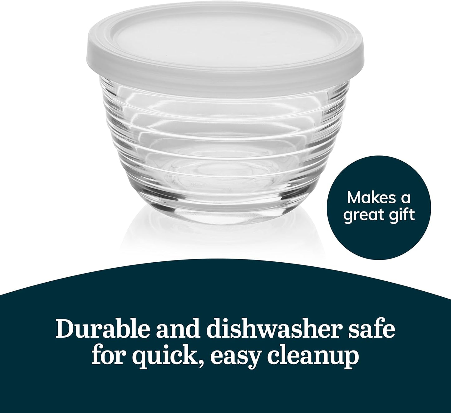 Libbey Baker's Basics 3-Piece Glass Mixing Bowls Set - Clear Bowls for Baking, Prep, Serving & Storage - Microwave, Oven, Freezer and Dishwasher Safe
