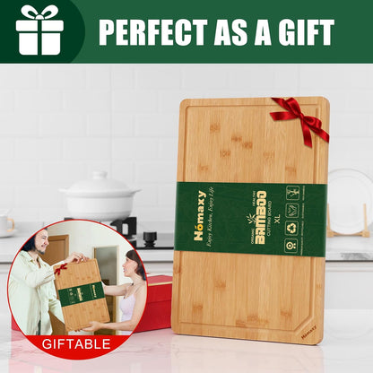 Homaxy Extra Large Bamboo Cutting Boards for Kitchen, 18x12.5" Wood XL Cutting Board with Juice Groove, Butcher Block Wooden Chopping Board for Kitchen, Meat, Cheese, Fruit & Vegetables - Pre Oiled