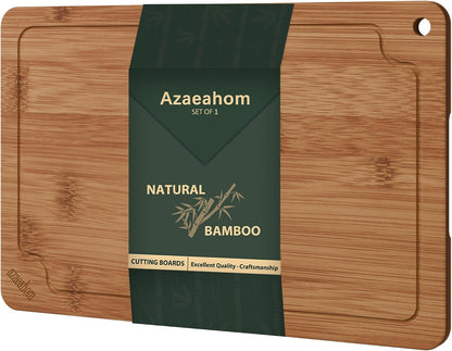 Bamboo Cutting Boards for Kitchen, Wood Cutting Board Set with Juice Grooves & Built-in Handles, Large Medium Small Chopping Board for Meat, Vegetables, Fruit