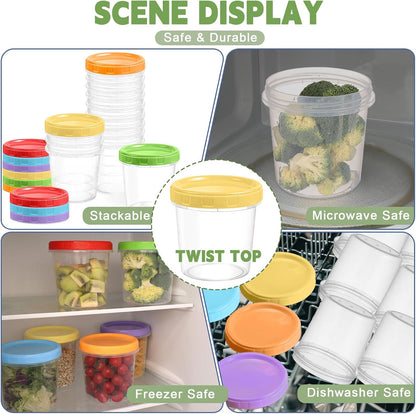 10 oz Plastic Containers with Lids, 12 Pack Stackable Small Freezer Container, Reusable Clear Food Storage Meal Prep Containers for Snack Fruit, Microwave & Dishwasher Safe