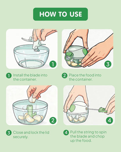 Manual Food Chopper - Hand Pull String Vegetable Dicer