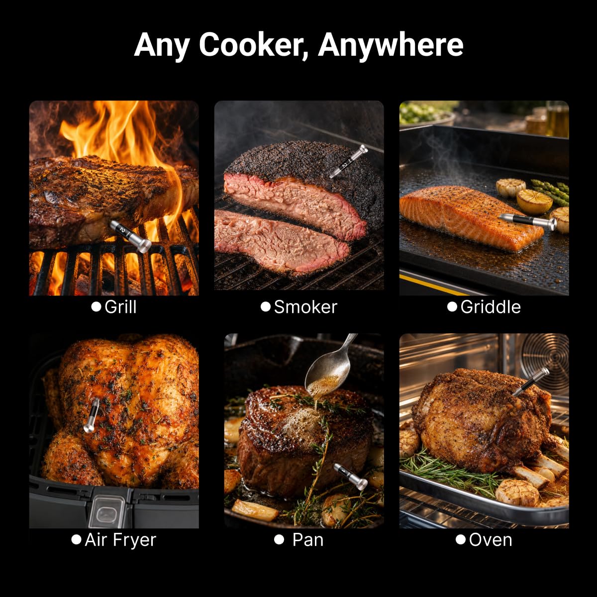 ThermoMaven 3000FT Wireless Meat Thermometer, No App Needed, 2 Probes